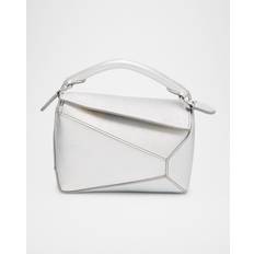 Loewe Puzzle Edge Mini Leather Crossbody Bag - Silver