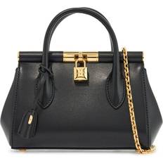 Dolce & Gabbana Calfskin Handbag with Gold Chain Black