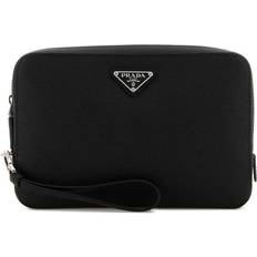 Prada Clutches Prada Sleek Black Leather Mini Clutch Bag - Black