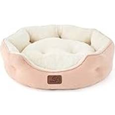 Pets Bedsure Cat Bed 51x48x15cm Round Washable Kitten Bed with Slip-Resistant Bottom and Reversible Cushion Pink