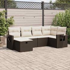 Bruna - Rotting Loungeset Utemöbler vidaXL Garten-Sofagarnitur Mit Kissen Beige Poly Rattan 6 tlg Lounge-Set