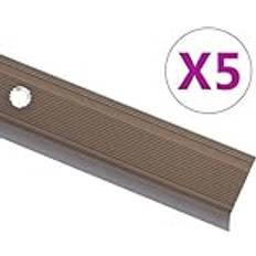 Carpets & Rugs vidaXL Stair Nosings in L-shape 5 Pcs Aluminium 100 cm Brown Aluminium, Brown