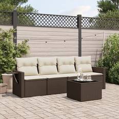 Beige - Stål Loungeset vidaXL Loungegrupp För Trädgården Med Dynor 5 Delar Loungeset
