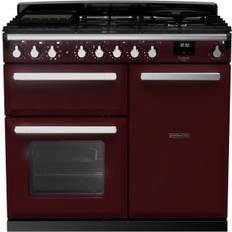 100cm - Red Cookers Rangemaster Estel Deluxe 100cm Dual Fuel Rangecooker Red