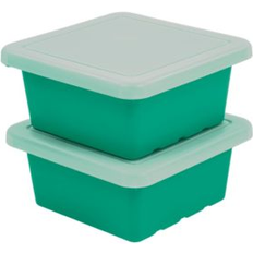 Green Storage Boxes ECR4Kids Square Bin with Lid 2-Pack