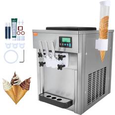 VEVOR Commercial Ice Cream Machine 1-3Flavor Countertop Soft Serve Ice Cream Maker Silver (4.5L*2 3-Flavor)