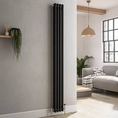 Radiators Reggio Registers Reggio Midnight Black Vertical Double Column Radiator 1800 x 200 mm 1759 BTU
