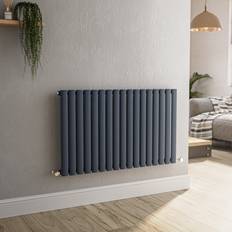 Radiators SORRENTO Anthracite Horizontal Oval Designer Radiator 600 x 1003 mm