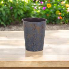 Pots, Plants & Cultivation Homeroots Blue Recycled Plastic Indoor Outdoor Round Pot Planter