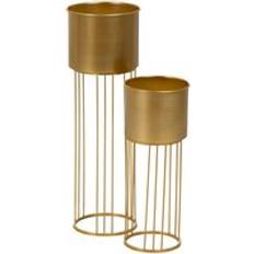 Pots, Plants & Cultivation BigBuy Garden Set of A+ Planters Golden Iron 22.5 x 22.5 x 69.2 cm