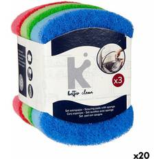 Multifarvet Opvaskesvampe BigBuy Home Multifarvet Abrasiv Fiber Skrubbe Sæt 7 x 10 x 2,5 cm