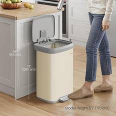 Songmics Kitchen Bin with Lid 50L Beige and Dove Grey