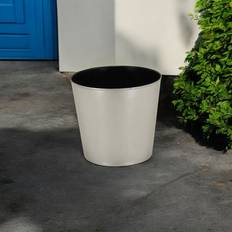 Pots, Plants & Cultivation Homeroots 9 Silver Recycled Plastic Indoor Outdoor Round Nursery Pot