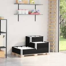 Pine Raised Garden Beds Berkfield Home 3-Tier Raised Bed Black 120x80 cm