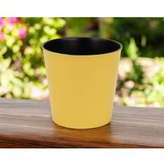 Pots, Plants & Cultivation Homeroots Yellow Recycled Plastic Indoor Outdoor Round Pot Planter