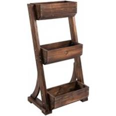 Pots, Plants & Cultivation OutSunny 3-Tier Raised Garden Bed Wooden Flower Rack