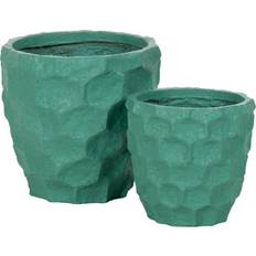 Cemento Ollas BigBuy Garden Planter Turquoise Cement 41 x 41 x 39.6 cm Set of 2