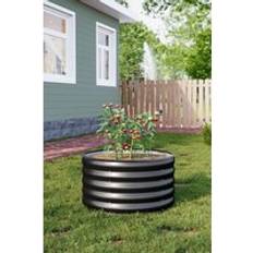 Pots, Plants & Cultivation H&O Direct Black Round Galvanized Steel Plant Bed