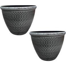 Gr8 Garden Silver Cromarty Plant Pot Set of 2 36 cm