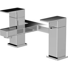 Silver Bath Taps & Shower Mixers Balterley Square Deck Mounted Bath Filler Tap Chrome Silver