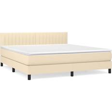 160 cm - Beige Kontinentalsenge vidaXL Med Madras 160x200 cm Stof Cremefarvet Kontinentalseng