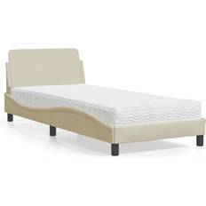 VidaXL Sengepakker vidaXL Seng Med Madras 90x190 cm Stof Cremefarvet Sengesæt