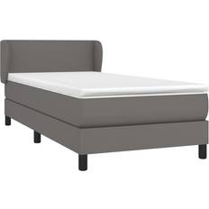 Medium Kontinentalsängar vidaXL Ramsäng Med Madrass Grå 90x190 cm Konstläder Kontinentalsäng