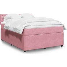 140cm - Rosa Sängar vidaXL Ramsäng Med Madrass Rosa 140x190 cm Sammet Kontinentalsäng
