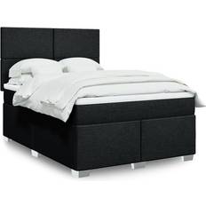 140 cm - Bløde Kontinentalsenge vidaXL Med Madras 140x200 cm Stof Sort Kontinentalseng