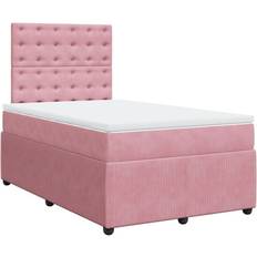 120cm Kontinentalsängar på rea vidaXL Ramsäng Med Madrass Rosa 120x190 cm Sammet Kontinentalsäng