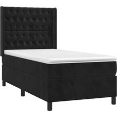 vidaXL Ramsäng Med Madrass Svart 100x200 cm Sammet Kontinentalsäng