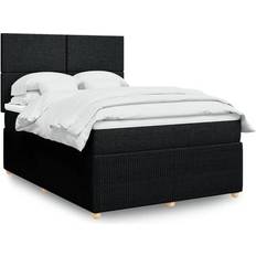 140 cm - Enkeltsenge Kontinentalsenge vidaXL Med Madras 140x190 cm Stof Sort Kontinentalseng