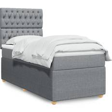 190cm Sängar vidaXL Ramsäng Med Madrass Ljusgrå 90x190 cm Kontinentalsäng
