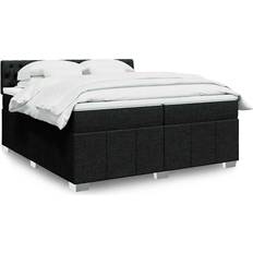 200 cm - Enkeltsenge Kontinentalsenge vidaXL Med Madras 200x200 cm Stof Sort Kontinentalseng