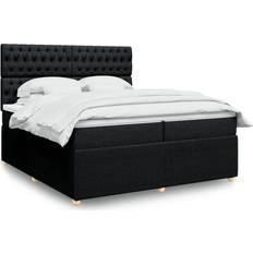 200 cm - Enkeltsenge Kontinentalsenge vidaXL Med Madras 200x200 cm Stof Sort Kontinentalseng