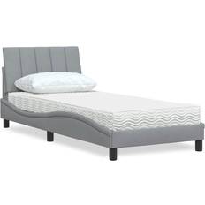 Grå Sengepakker vidaXL Seng Med Madras 90x200 cm Stof Lysegrå Sengesæt