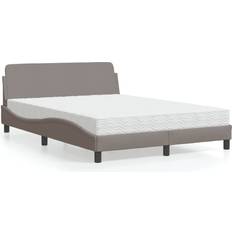 Bedpakketten vidaXL Bed Met Matras Stof Taupe 140x190 cm