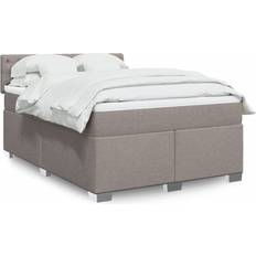 vidaXL Ramsäng Med Madrass Taupe 140x200 cm Tyg Kontinentalsäng