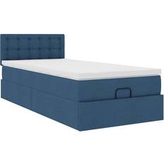 vidaXL Ottoman Seng Med Madras 90x200 cm Stof Blå Boxmadras
