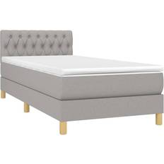 vidaXL Ramsäng Med Madrass LED Ljusgrå 100x200 cm Kontinentalsäng