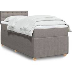 190 cm - 90 cm Kontinentalsenge vidaXL Med Madras 90x190 cm Stof Gråbrun Kontinentalseng