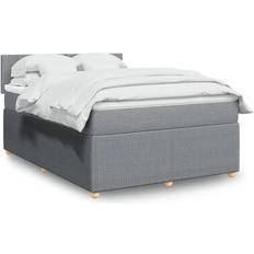 vidaXL Ramsäng Med Madrass Ljusgrå 160x200 cm Kontinentalsäng