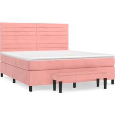 180 cm - Pink Kontinentalsenge vidaXL Med Madras 180x200 cm Fløjl Lyserød Kontinentalseng