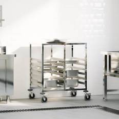 Silver Trolley Tables vidaXL Tray with 12 GN Containers Trolley Table