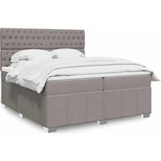 vidaXL Ramsäng Med Madrass 200x200 cm Taupe Kontinentalsäng