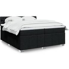 200 cm - Enkeltsenge Kontinentalsenge vidaXL Med Madras 200x200 cm Stof Sort Kontinentalseng
