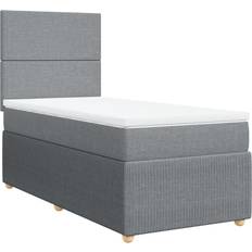 190 cm - 90 cm Kontinentalsenge vidaXL Med Madras 90x190 cm Stof Lysegrå Kontinentalseng
