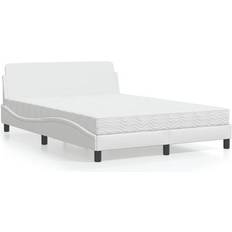 140 cm - 190 cm Rammesenge vidaXL Seng Med Madras 140x190 cm Kunstlæder Hvid Rammeseng