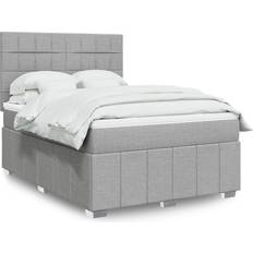 Senge & Madrasser vidaXL Med Madras 140x190 cm Stof Lysegrå Kontinentalseng