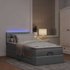 vidaXL Otomana Colchón Gris Claro 90x200 cm Cama con Estructura